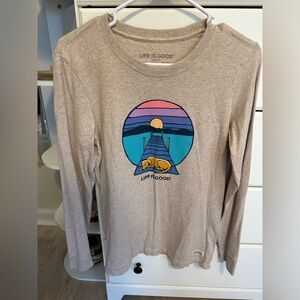 Life is Good Beige Long Sleeve Shirt